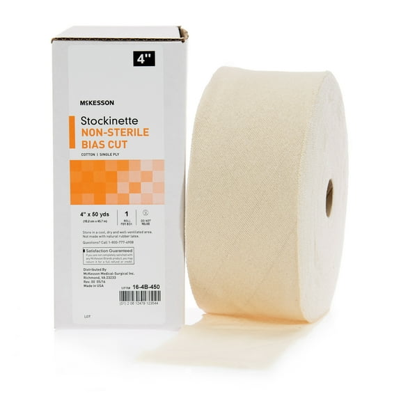 McKesson Stockinette Bandage Wrap, Cotton Retainer Dressing, 4 in x 50 yd, 1 Count, 1 Pack