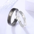 thumbnail image 3 of Matching Promise Rings for Couples Love Forever Wedding Bands Sets for Him and Her Black White Sterling Silver Plated Open Adjustable Stackable Ring Inspirational Jewelry Eternity Promise Engagement, 3 of 5