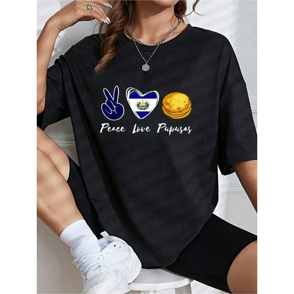Pupusas Lover Love Peace El Salvadaor El Salvadorian Food T-Shirt