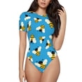 thumbnail image 1 of Fotbe Flying Bees Body de Mujer con Cuello Redondo y Mangas Cortas, Sin Mangas Ajustado, Suave, Cómodo y Básico-X-Large, 1 of 7