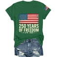 thumbnail image 4 of Only Moment USA Holiday Shirts Crew Neck Short Sleeve Women's Cotton and Linen Independence Day American Flag Floral Print Shirt Blackish Green,2XL, 4 of 4
