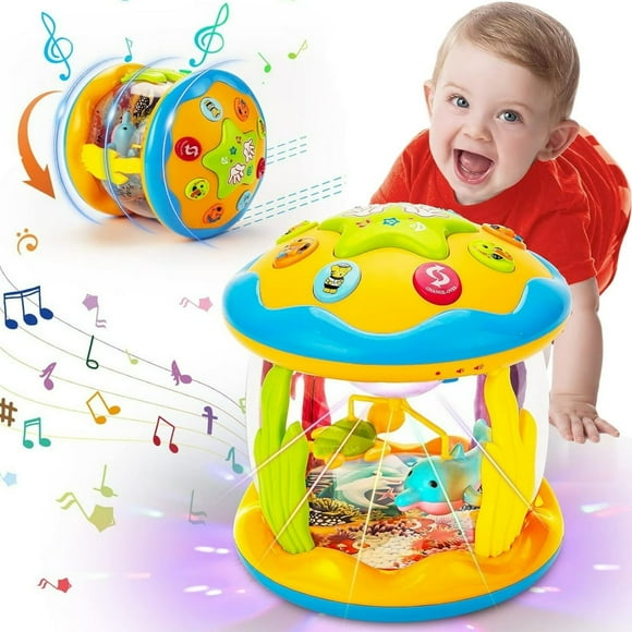 HLONK Jouets pour Bébé 6 à 12 Mois - Jouet Musical Lumineux Rotatif Océan pour Ramper pour Nourrissons Jouets pour le Temps sur le Ventre pour 6-12 Mois Cadeaux Garçon Fille de 1 An Jouet Interactif pour Tout-Petit
