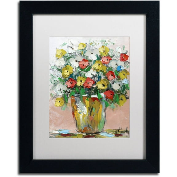 Trademark Fine Art "Spring Flowers in a Vase 6" Canvas Art by Hai Odelia, White Matte, Black Frame