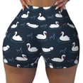 thumbnail image 2 of Logiee Cartoon Swan Print Women's Biker Shorts,Workout Gym Shorts,Scrunch Shorts,Tummy Control Hidden Scrunch Running Yoga Shorts-X-Large, 2 of 8