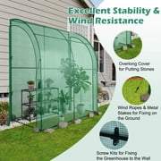 Costway 7'x 3.5'x 7' Lean-to Greenhouse Portable Wall House with Green PE Cover and Shelf