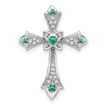 Gold Round Natural Emerald and Diamond Pendant