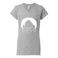 thumbnail image 2 of Wild Bobby, Office Dwight Glasses Face Silhouette Funny Schrute, Pop Culture, Women's Standard V-Neck Tee, Heather Grey, X-Large, 2 of 4