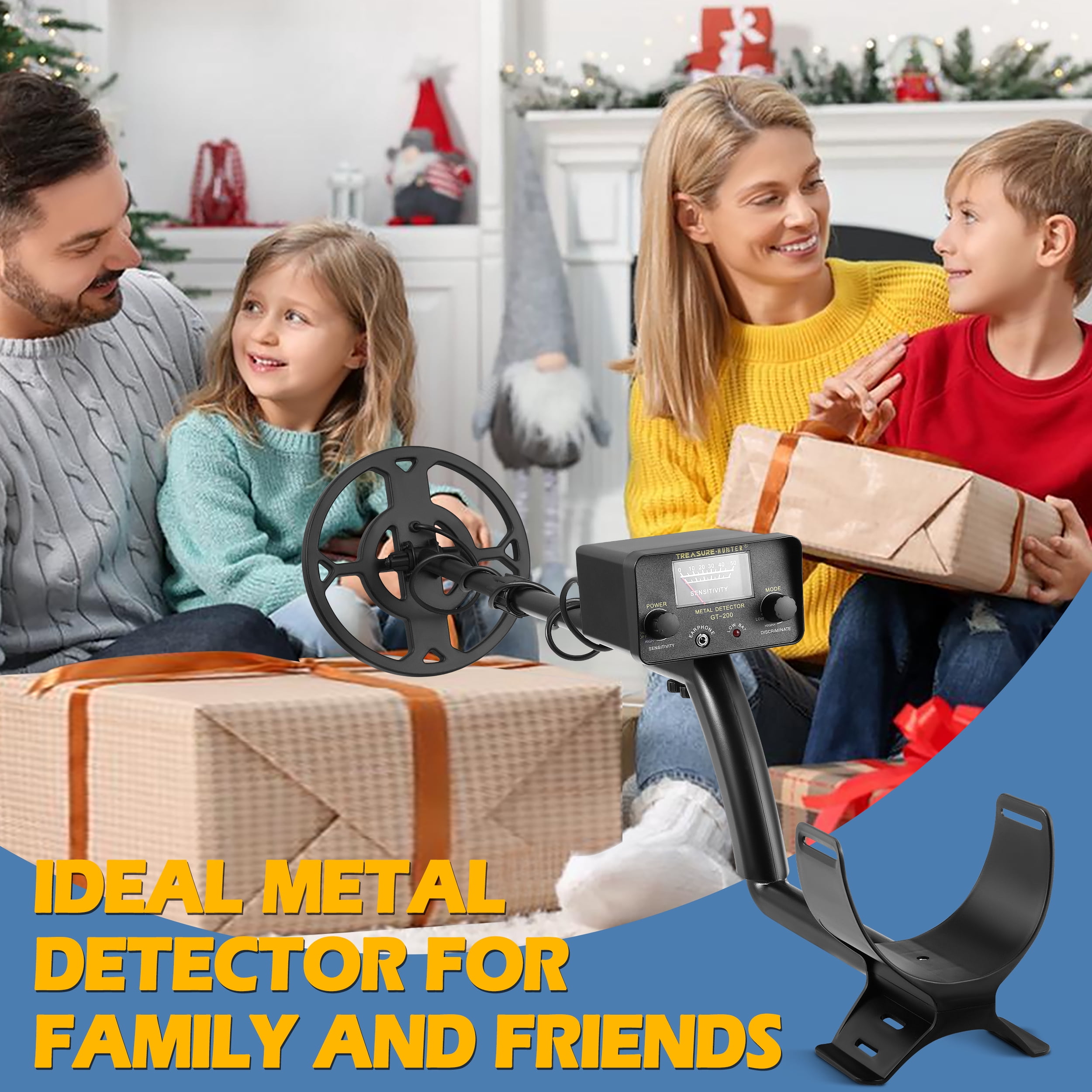 RELOIVE Metal Detector, 2 Modes Adjustable 31"-44" Waterproof for Beach/Backyard, Kids & Adults Treasure Hunting