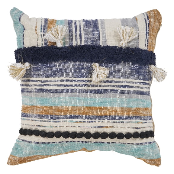 Ox Bay Eli 18" x 18" Coastal Striped Cotton Adult Decorative Throw Pillow Cover