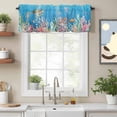 thumbnail image 2 of Ocean World Valance Curtain Sea Turtle Jellyfish Octopus Seahorse Coral Window Valances Rod Pocket Short Curtains Window Treatments for Kitchen Bedroom Bathroom Laundry 60" x 14", 2 of 9