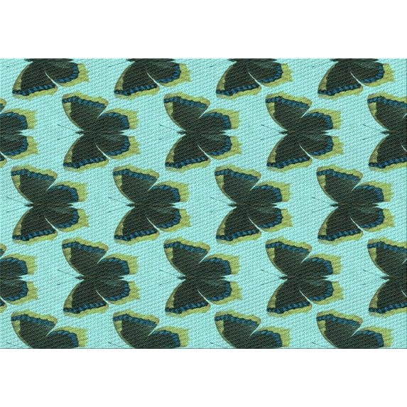 Ahgly Company Machine Washable Indoor Rectangle Transitional Medium Turquoise Green Area Rugs, 3' x 5'