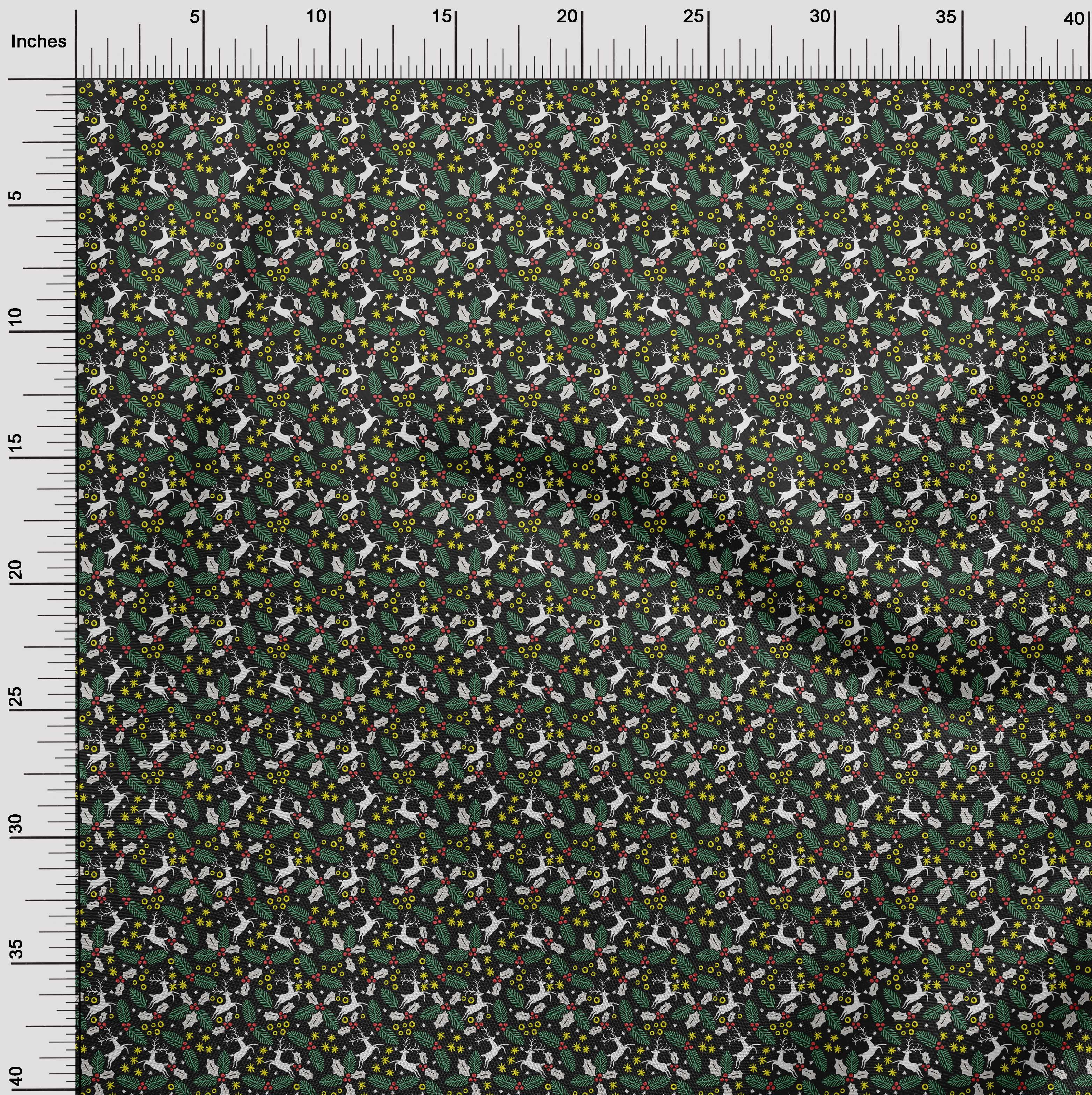 oneOone Polyester Spandex Black Fabric Merry Christmas Craft Projects Decor Fabric Printed By The Yard 56 Inch Wide-DGK