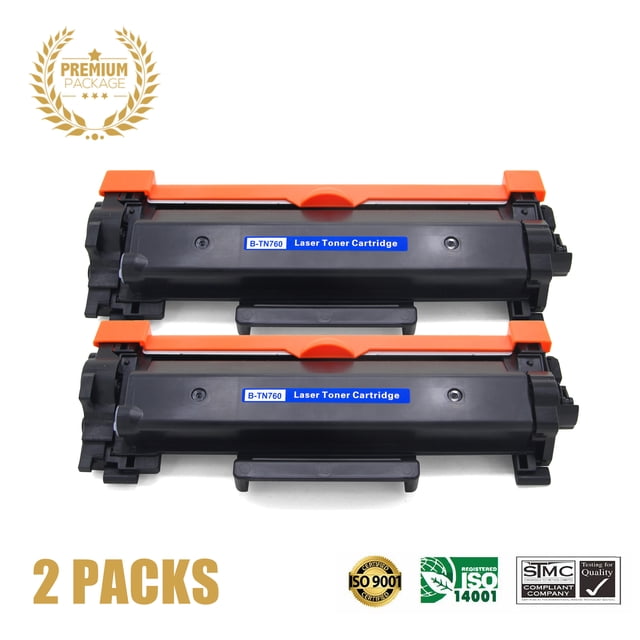 Ultra Tonerâ„¢ 2 Packs Deal ! Superior Brother TN760 (WITH CHIP) Black Compatible Toner Cartridge for Brother Printer