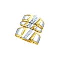 thumbnail image 1 of Sizes - L = 6, M = 11 - 10k Yellow Gold Trio His & Hers Marquise Diamond Solitaire Matching Bridal Wedding Ring Band Set (1/4 Cttw), 1 of 2