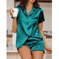 thumbnail image 5 of Ekouaer Women's Satin Pajamas Set 6 piece Silky Sleepwear Buttton Down Short Sleeves Top and Shorts Pj Set, 5 of 6