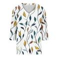 thumbnail image 4 of CYMMPU Tunic Tops 3/4 Sleeve Blouses for Women Dressy Casual V Neck Loose Fit Floral Pattern Summer Fashion Shirts Spring Tops Business Elegant Work Topss Multicolor XXL, 4 of 5