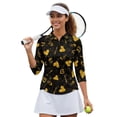 thumbnail image 2 of HUIACONG Golden Hearts Pattern Women's Golf Polo Shirts Quarter Zip with Versatile Quick Dry Womens 3/4 Sleeve Golf Shirts for Workout Outing Tennis Sports, 2 of 10