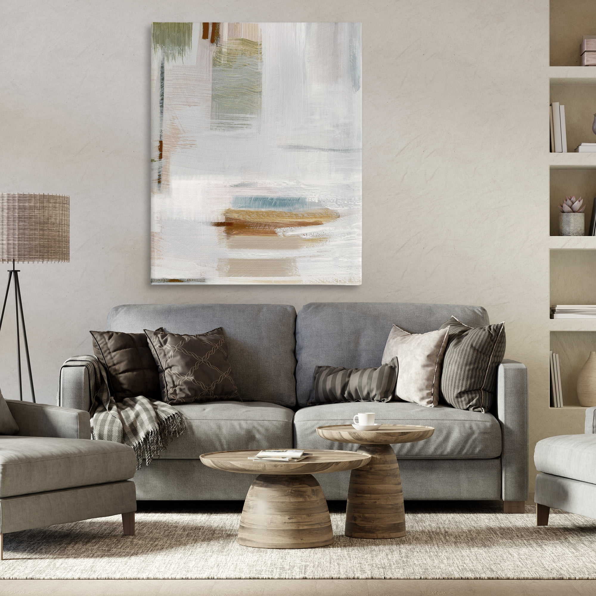 Stupell Industries Muted Neutral Composition Abstract Painting Wrapped Canvas Art Print Wall Art, 36 x 48