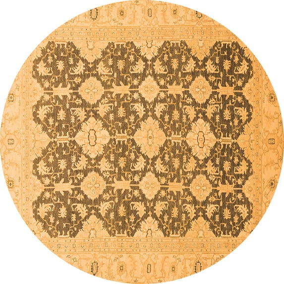 Ahgly Company Indoor Round Oriental Orange Traditional Area Rugs, 4' Round