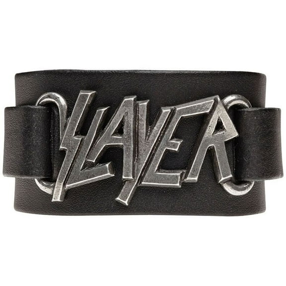 Men's Logo Leather Wriststrap Wristband One Size Black