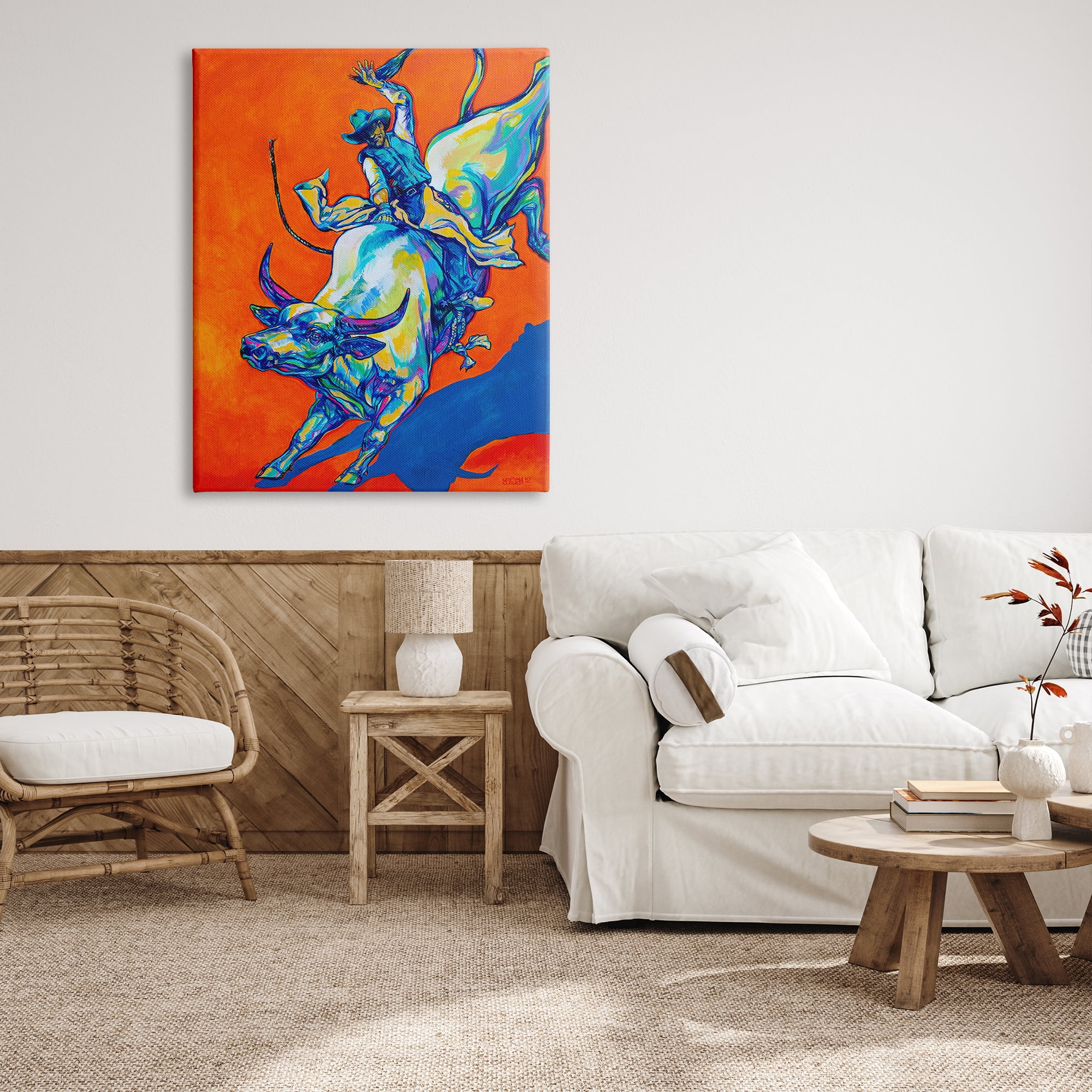 Stupell Industries Modern Rodeo Painting Animals & Insects Painting Gallery Wrapped Canvas Print Wall Art, 36 x 48