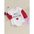 thumbnail image 3 of Suealasg Infant Baby Boys Girls Valentine’s Day Romper 3M 6M 12M 18M Newborn Spring Playsuit Letter Heart Print Long Sleeve Round Neck Onesie Bodysuits for Boys Girls, 3 of 8