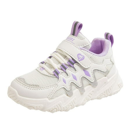 

Shoes For Boys All Season Sports For Boys And Girls Thick Soles Non Slip Lace Up Hook Loop Mesh Breathable Comfortable Solid Color Casual Girls Sneakers Purple 5 Years-5.5 Years