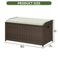 thumbnail image 3 of Uforic Outdoor Storage Bench , 70 Gallon PE Rattan Patio Storage Box Bench w/Handles & Soft Cushion for Patio Garden, Brown, 3 of 9