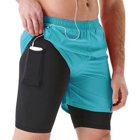 Pantaloncini Da Corsa 2 In 1 Tenjoy Uomo - Quick Dry, Tasca Telefono, 7