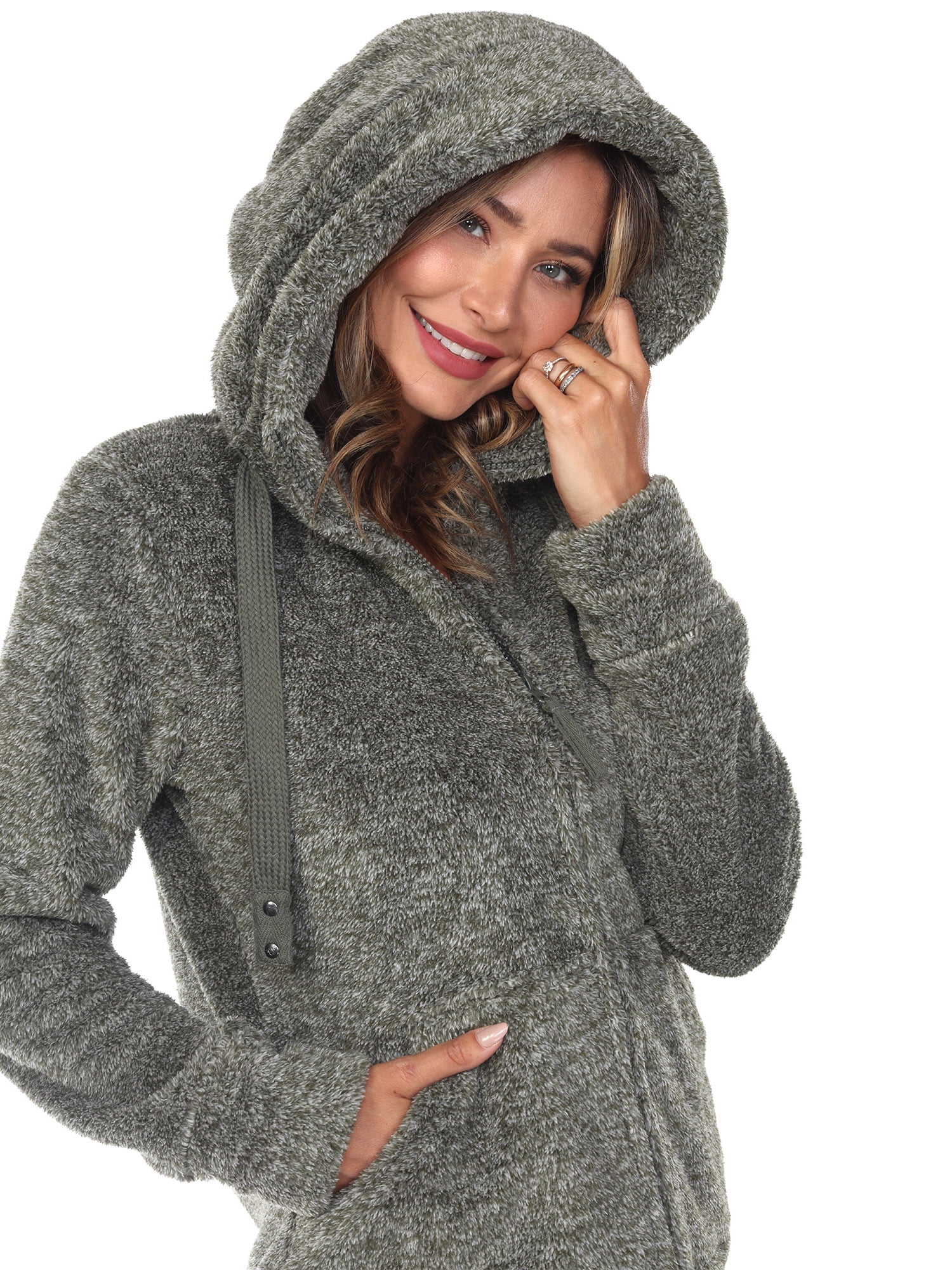 White Mark Women's Hooded Sherpa Jacket