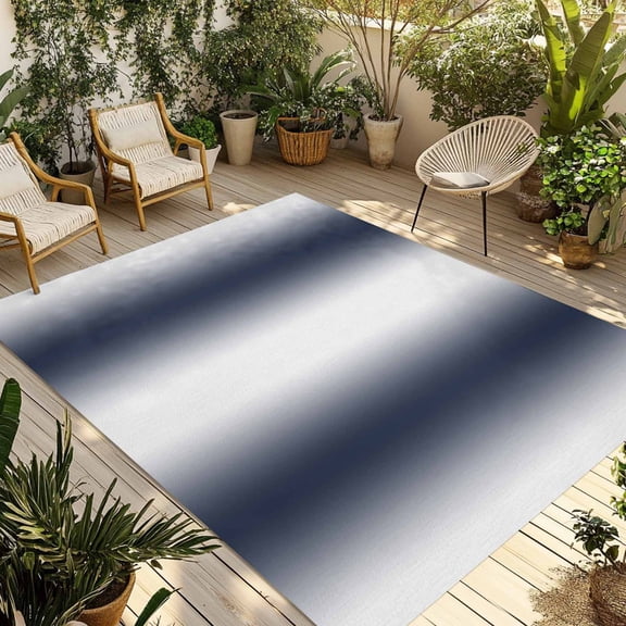 Fsddascl Navy Blue Ombre Outdoor Rug for Patio/Deck/Porch, Non-Slip Large Area Rug 5 x 8 Ft, Farmhouse Modern Art Indoor Outdoor Rugs Washable Area Rugs, Reversible Camping Rug Carpet Runner