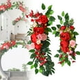 thumbnail image 2 of Ikeay 2-Pack Wedding Arch Flowers Artificial, Diy Bridal Backdrop Decor for Garden Party Archway, Home Fence Decoration (2 Strips) Red, 2 of 9