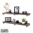 thumbnail image 3 of 36 in. x 7.5 in. x 6.75 in. Boulder Black Restore Wood Wall Shelving with Industrial Steel Pipe Straight Brackets, 3 of 9