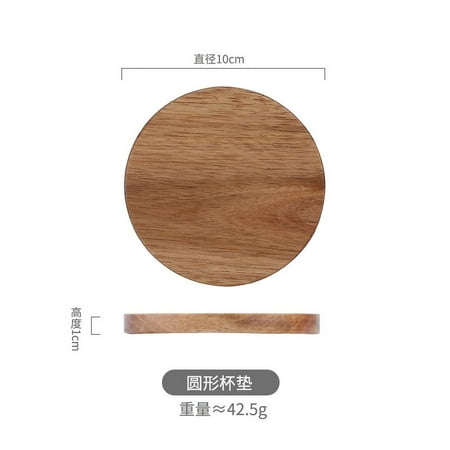 

NUOLUX 4pcs Round Wood Coasters Simple Round Mug Coaster Heat Resistant Wooden Coasters