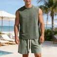 thumbnail image 2 of Men's Suit Set for Spring Summer Lightweight Breathable Vest and Relaxed Shorts Ensemble for Casual Daily Wear, 2 of 4