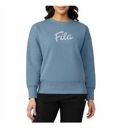FILA Ladies' Logo Rib Collar Pullover Crewneck, Springlake Medium