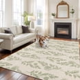 thumbnail image 2 of Area Rug for Living Room, Green Botanical Non-Slip Indoor Large Carpet for Bedroom/Dining Room, Pastoral Elegant Spring Floral Rustic Washable Low-Profile Rectangle Floor Runner Rugs - 6 x 9 Ft, 2 of 8