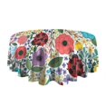 thumbnail image 5 of Pioneer Flower Floral Print Pattern Round Tablecloth 60"x60",Wrinkle Wipeable Table Cloth for Kitchen Dining Room Picnic Patio Party, 5 of 6