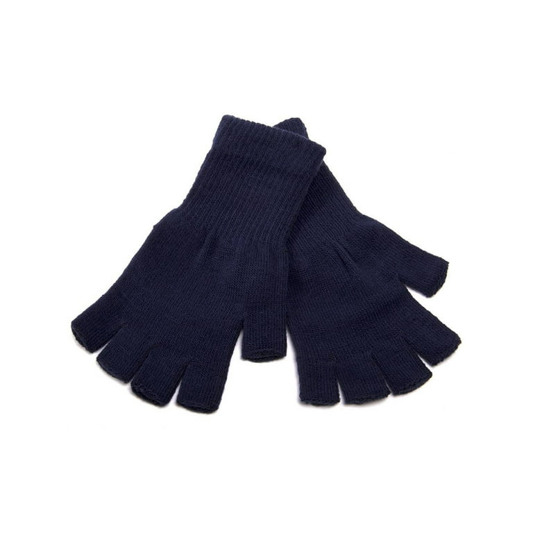 Knit Threads Stretchy Gravity Finger Unisex Blue Fingerless Warm Half Navy Gloves,