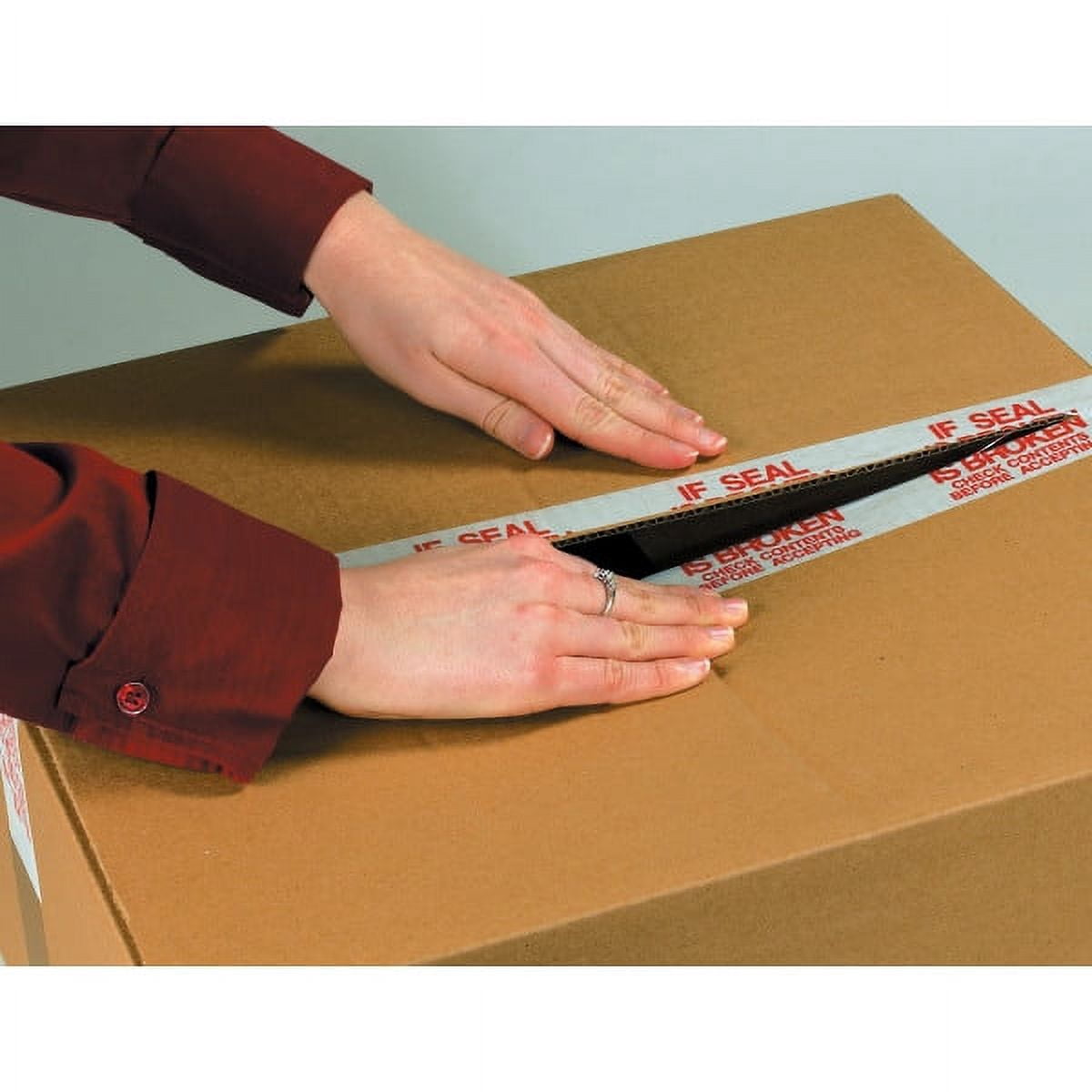 Tape Logic® If Seal Is Broken Preprinted Carton Sealing Tape, 3" Core, 3" x 110 Yd., Red/White, Case Of 6