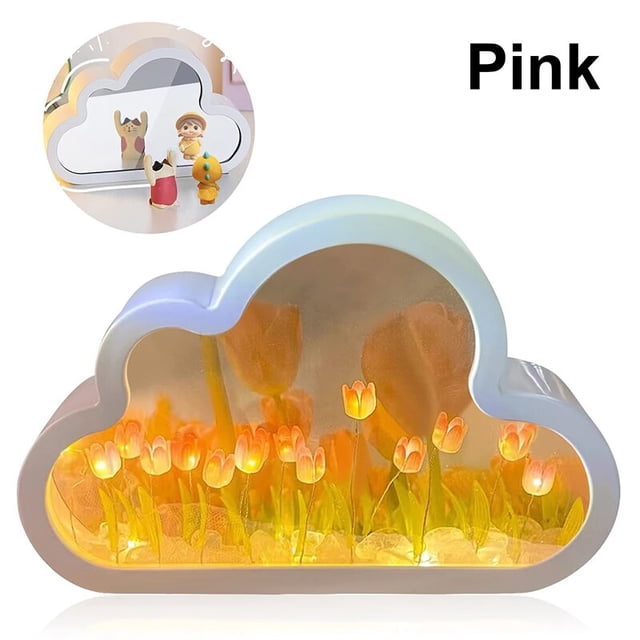 Lámpara LED de tulipanes y nubes para decoración del hogar, tulipanes hechos a mano, flores, regalos del Día de San Valentín, sala de estar