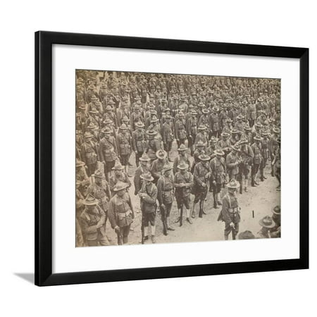 Troop London United States Troops on parade before their march through London on August 15, 1917 Framed Print Wall Art ()