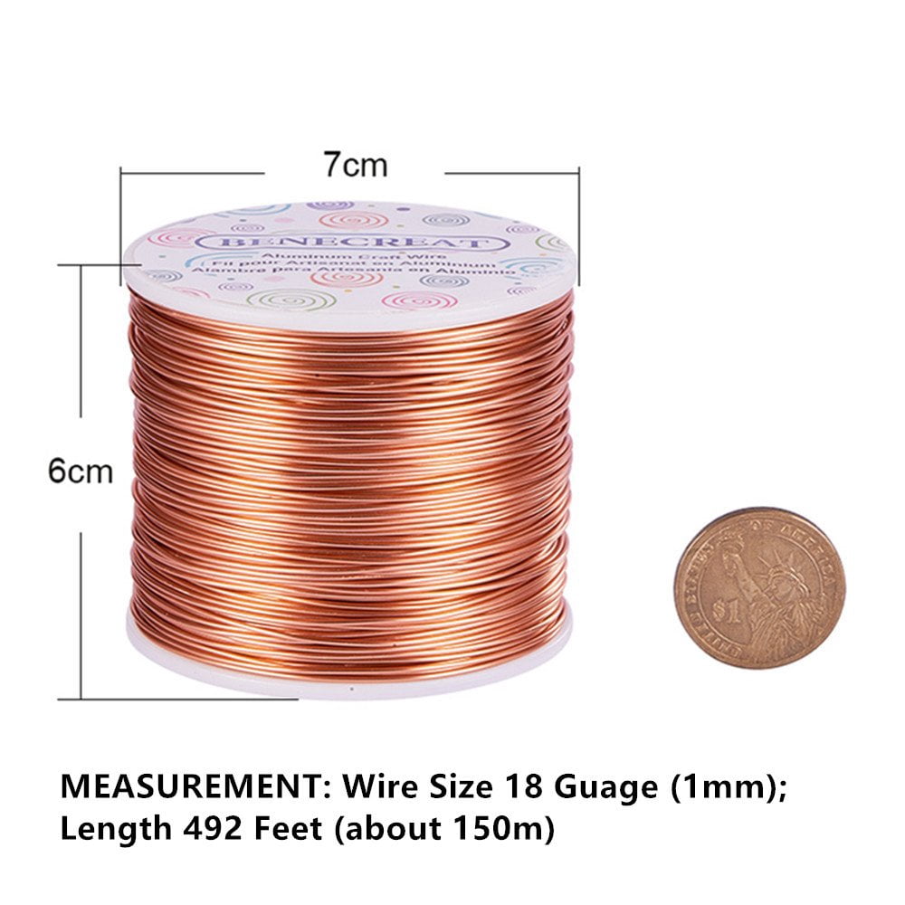 9 10 12 15 17 18 20 Gauge Aluminum Wire (18 Gauge492 FT) Anodized Jewelry Craft Making Beading Floral Colored Aluminum Craft Wire for Garden Model Making - Copper Tone Brown