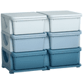 thumbnail image 1 of Qaba 3 Tier Kids Toy Organizer with 6 Plastic Storage Bins, Blue, 1 of 10