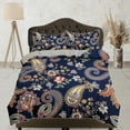 thumbnail image 1 of Juego de funda nórdica paisley azul, decoración estética de habitación juego de cama full, king,, 1 of 4