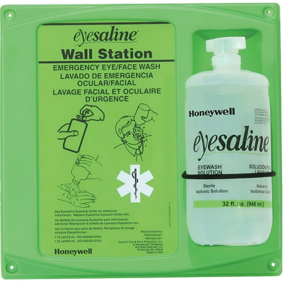 Eyesaline Eyewash Station 2 lb - 4.5" x 14" x 13" - Green, Clear