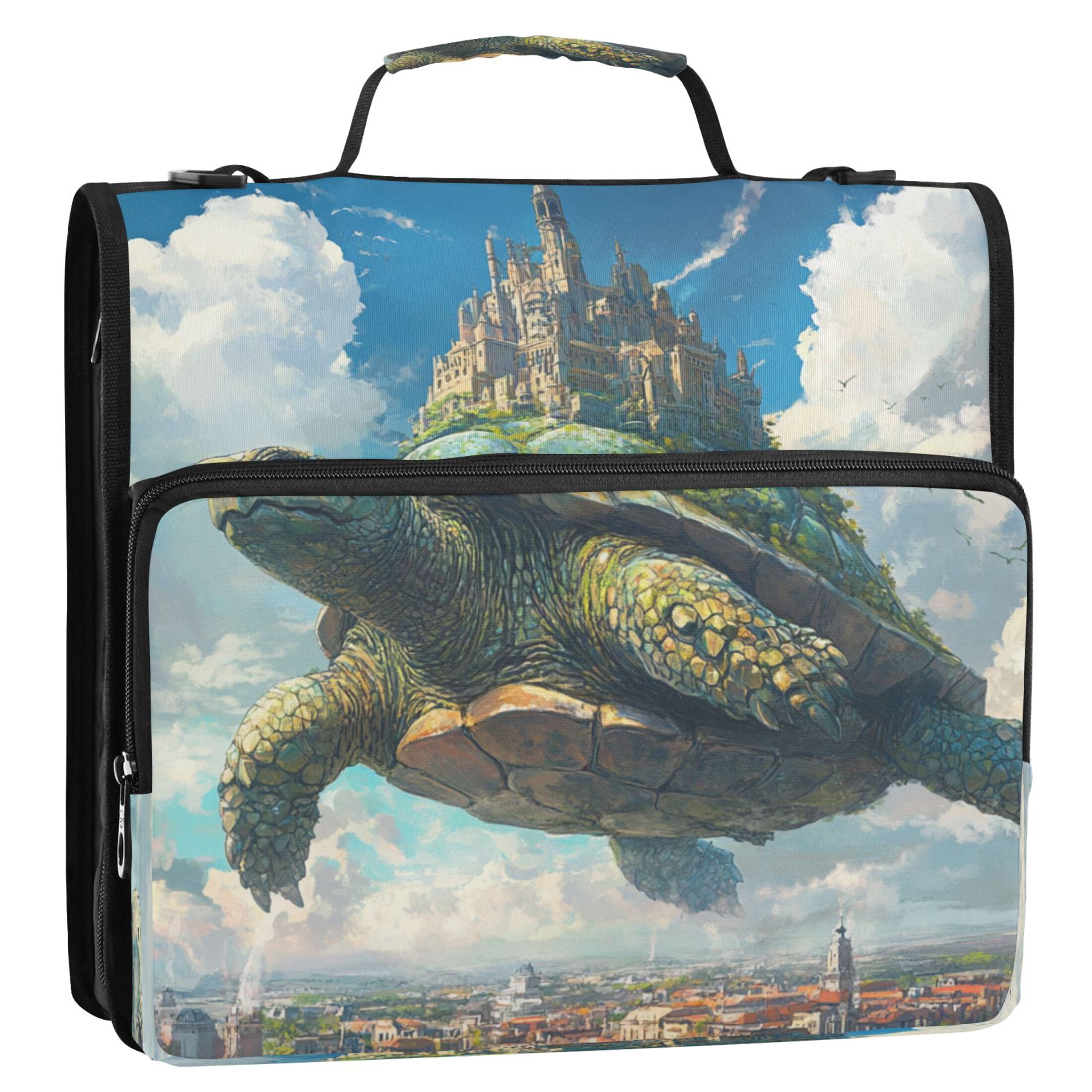 YAZAOO Zipper Binder trapper keeper Documents Organized Design Turtle Castle in The Sky Printed