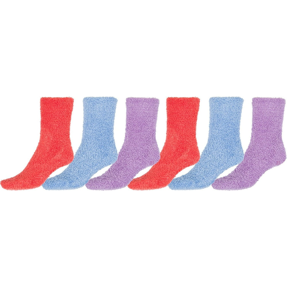 Sakkas Sakkas Super Soft AntiSlip Fuzzy Ankle Socks Value Assorted 6