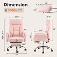 thumbnail image 3 of Genpo Cross Legged Office Chair, Criss Cross Desk Chair with Wheels, Pink Teddy Fleece Big and Tall Reclining Office Chair 500lbs with Foot Rest, Reversible Armrests & Wide Seat, 3 of 6