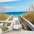 thumbnail image 2 of Peel and Stick Wallpaper Sea Beach Nature Landscape Sky Sun Wooden Path Grasses Natural Modern Art Wall Mural Decor Self Adhesive and Removable 69in x 98in, 2 of 8